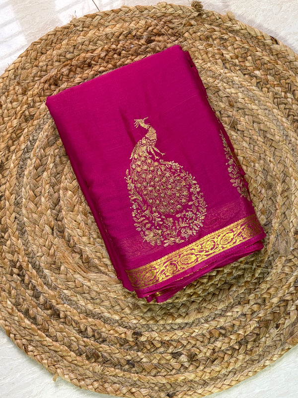 The Ananya Vilasa: Magenta Pink Crepe Silk Saree