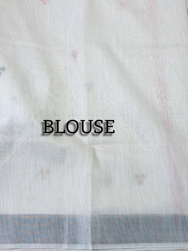 The Shweta Malini: Pure White Embroidered Cotton Saree