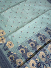 The Neerja Ira: Seafoam Green Pure Linen Saree