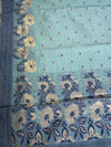 The Neerja Ira: Seafoam Green Pure Linen Saree