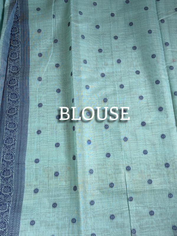 The Neerja Ira: Seafoam Green Pure Linen Saree