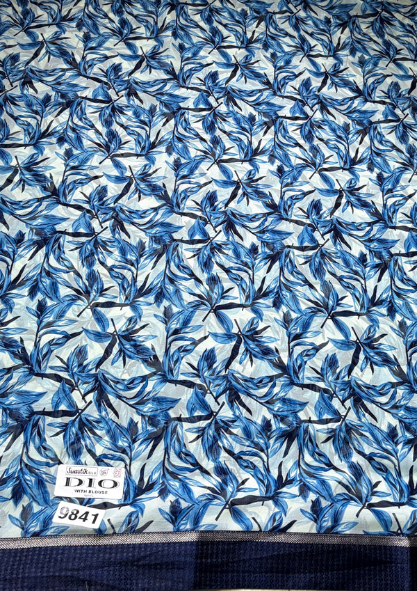 The Indigo Arbor Saree :A Botanical Poetry in Deep Navy and Ivory