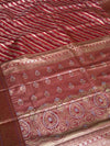 The Heritage Streak: Deep Maroon Kanchipuram Silk Saree with Diagonal Zari Leheriya