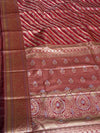 The Heritage Streak: Deep Maroon Kanchipuram Silk Saree with Diagonal Zari Leheriya