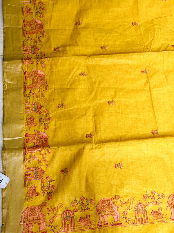 The Hemakshi Vilasa: Haldi Yellow Royal Procession Cotton Saree
