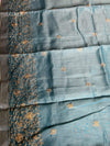 The Neeraja Riva: Slate Blue Embroidered Handloom Cotton Saree