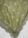 The Kritika Mayura: Olive Green Tissue Organza Saree