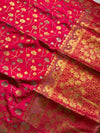 The Crimson Shubh: Crimson Bridal Red Banarasi Silk Saree With Gold Zari Jaal