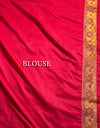 The Crimson Shubh: Crimson Bridal Red Banarasi Silk Saree With Gold Zari Jaal