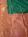 The Emerald Queen: Emerald Green Silk Saree With Crimson Red Zari Border