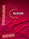 The Sharanya Riva: Deep Maroon & Multicolor Threadwork Embroidered Saree