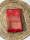 The Sindoor Mayura: Crimson & Gold Heirloom Kanchipuram Silk Saree