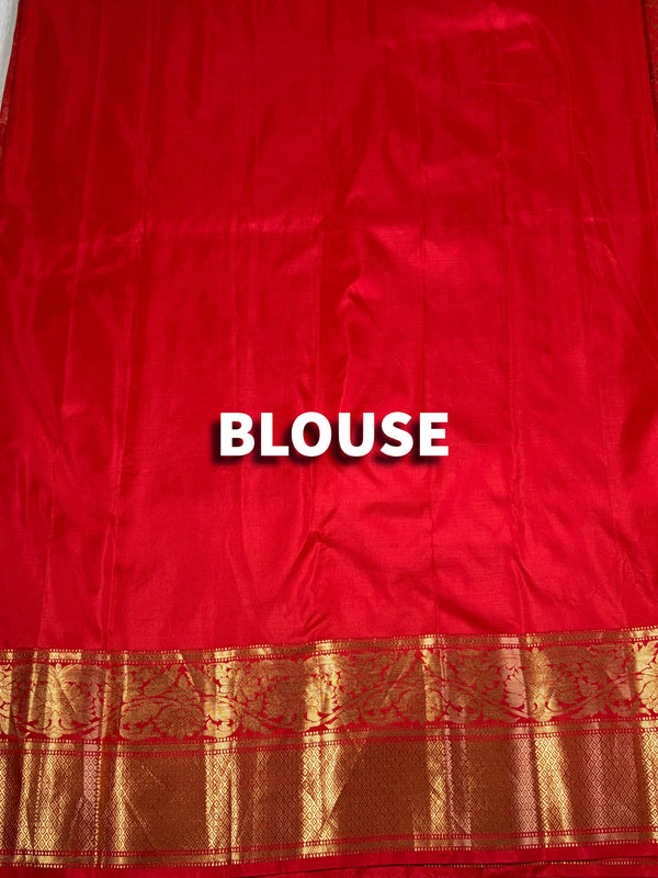 The Sindoor Mayura: Crimson & Gold Heirloom Kanchipuram Silk Saree
