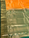 The Haldi Aahana: Mustard Yellow & Bottle Green Kanchipuram Silk Saree