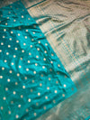The Mayur Mayukha: Teal Blue-Green Banarasi Saree With Gold Zari Buta