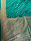 The Mayur Mayukha: Teal Blue-Green Banarasi Saree With Gold Zari Buta