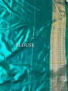 The Mayur Mayukha: Teal Blue-Green Banarasi Saree With Gold Zari Buta