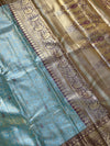 The Indrani Vilasa: Powder Blue & Wine Tissue Kanchipuram Silk Saree