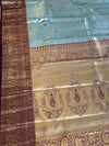 The Indrani Vilasa: Powder Blue & Wine Tissue Kanchipuram Silk Saree