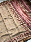 The Desert Flora: Fawn Beige Pure Cotton Saree with Madhubani-Inspired Block Prints