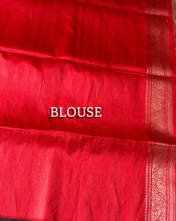 The Ivory Confluence: Tussar Ghicha Silk Saree with Kanchipuram Style Zari Borders & Temple Ikat Pallu