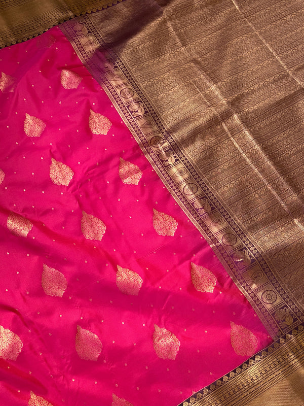 The Kalyani Vilasa: Rani Pink & Royal Purple Kanchipuram Silk Saree