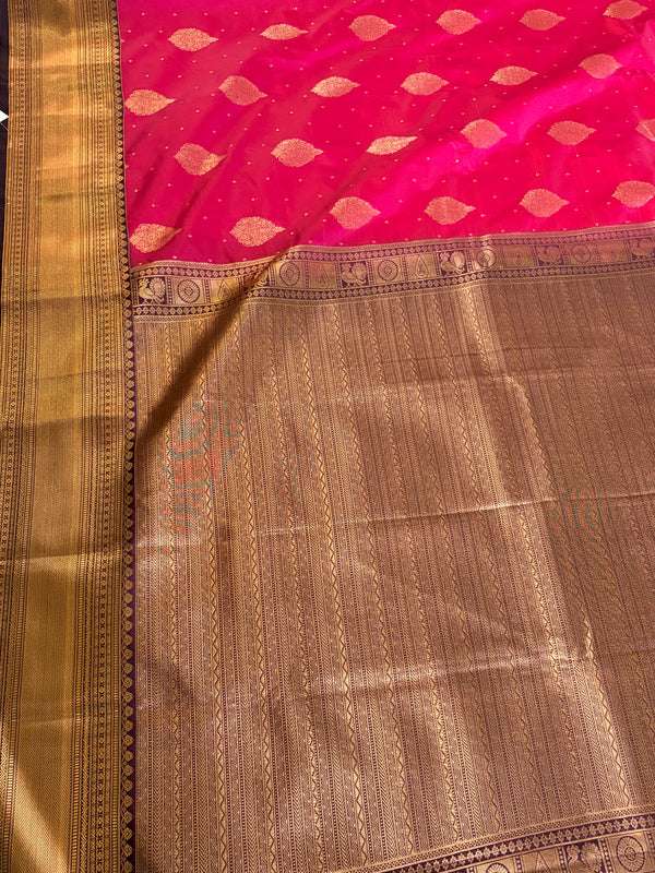The Kalyani Vilasa: Rani Pink & Royal Purple Kanchipuram Silk Saree