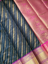 The Midnight Leher: Black & Gold Leheriya Saree With Fuchsia Pink Zari Border