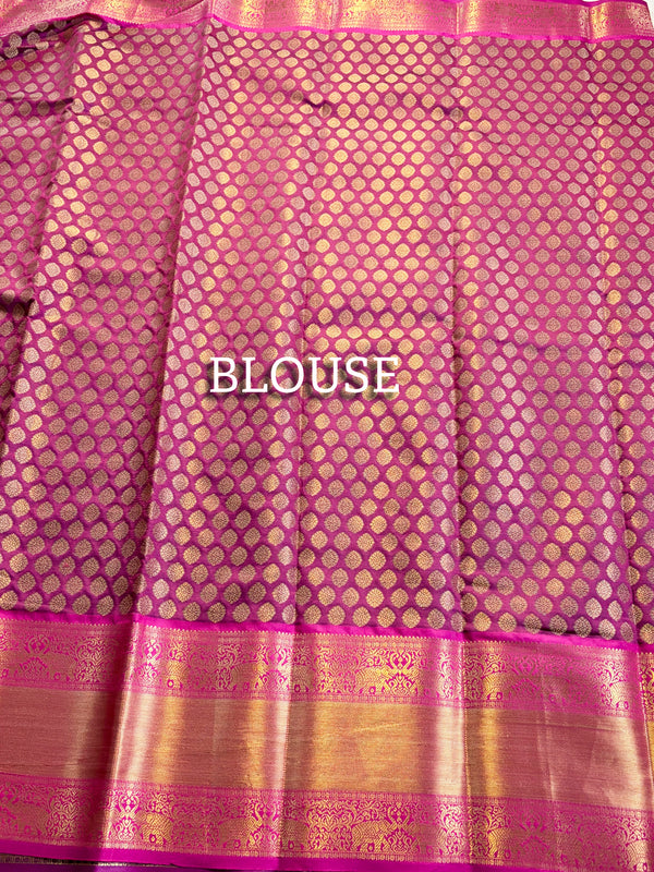 The Midnight Leher: Black & Gold Leheriya Saree With Fuchsia Pink Zari Border