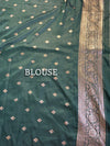 The Emerald Heritage: Deep Bottle Green Banarasi Silk Saree With Antique Gold Zari Jaal