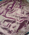 The Lavender Luster: Rose Gold & Muted Mauve Silk Saree with Ornate Paisley Border