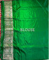 The Heritage Crimson: Scarlet Red Banarasi Silk Saree with Emerald Green Zari Border