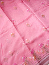 The Gulabi Aahana: Powder Pink Embroidered Cotton Saree