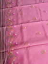 The Gulabi Aahana: Powder Pink Embroidered Cotton Saree