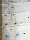 The Tarini Nila: Off-White & Powder Blue Embroidered Cotton Saree