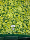 The Verdant Grove: Lime Green Printed Saree With Forest Green Botanical Pallu