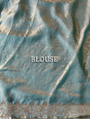 The Ocean Luminary: Turquoise Blue Shimmer Drape with Scalloped Gota & Sequin Border