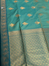 The Emerald Nila: Sage Green & Teal Woven Zari Silk Saree