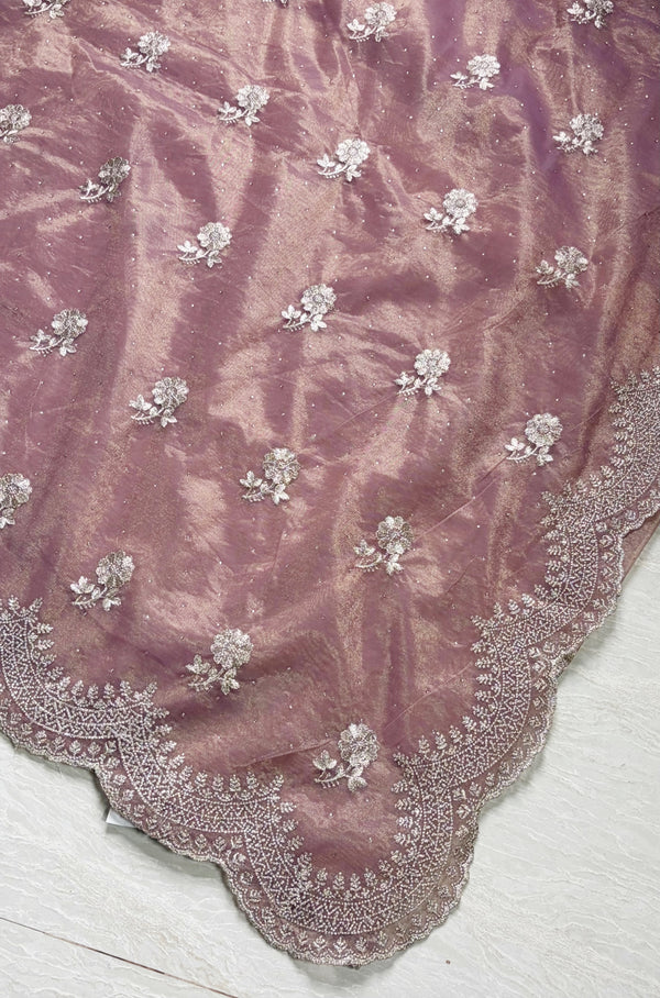 The Malini Ira: Mauve-Rose Tissue Organza Saree