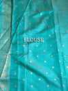 The Mint Malhar: Mint Green Linen Saree With Peacock Blue Temple Border