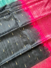 The Chandrika Vilasa: Jet Black & Rani Pink Handloom Silk Saree