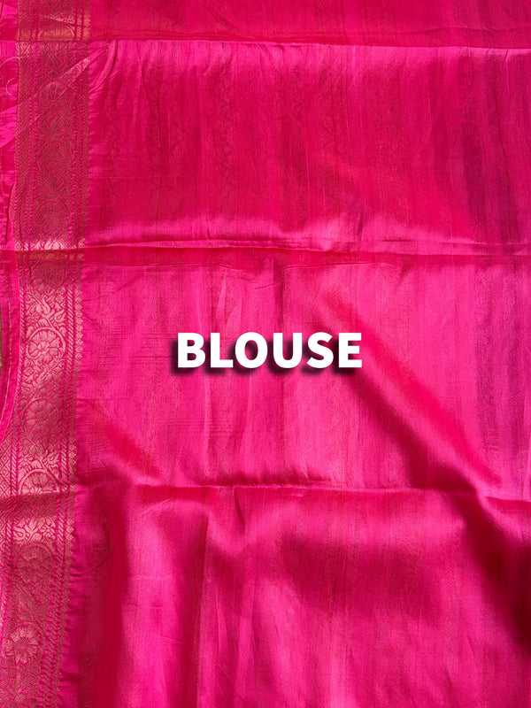 The Chandrika Vilasa: Jet Black & Rani Pink Handloom Silk Saree