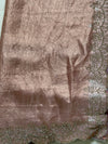 The Alvira Riva: Smokey Taupe Scalloped Embroidered Saree