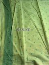 The Moss Garland: Sage & Forest Green Pure Linen Saree with Floral Sunflower Borders