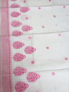 The Rohini Mayura: Pristine White & Candy Pink Cotton Saree