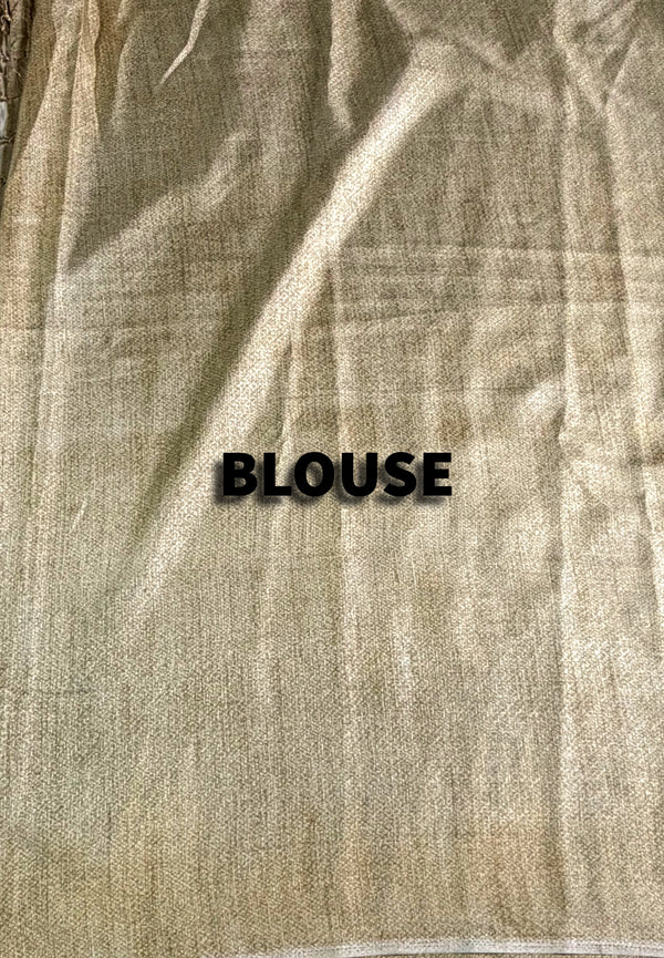 The Neelambari Mayura: Royal Blue & Tussar-Beige Linen Saree