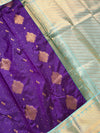 The Kadambari Vilasa: Royal Purple & Aqua-Cyan Kanchipuram Silk Saree