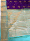 The Kadambari Vilasa: Royal Purple & Aqua-Cyan Kanchipuram Silk Saree