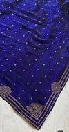The Midnight Constellation: Royal Navy Blue Georgette Saree with Circular Medallion Borders