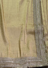 The Gilded Glamour: Metallic Gold Drape with Intricate Silver Lace Border